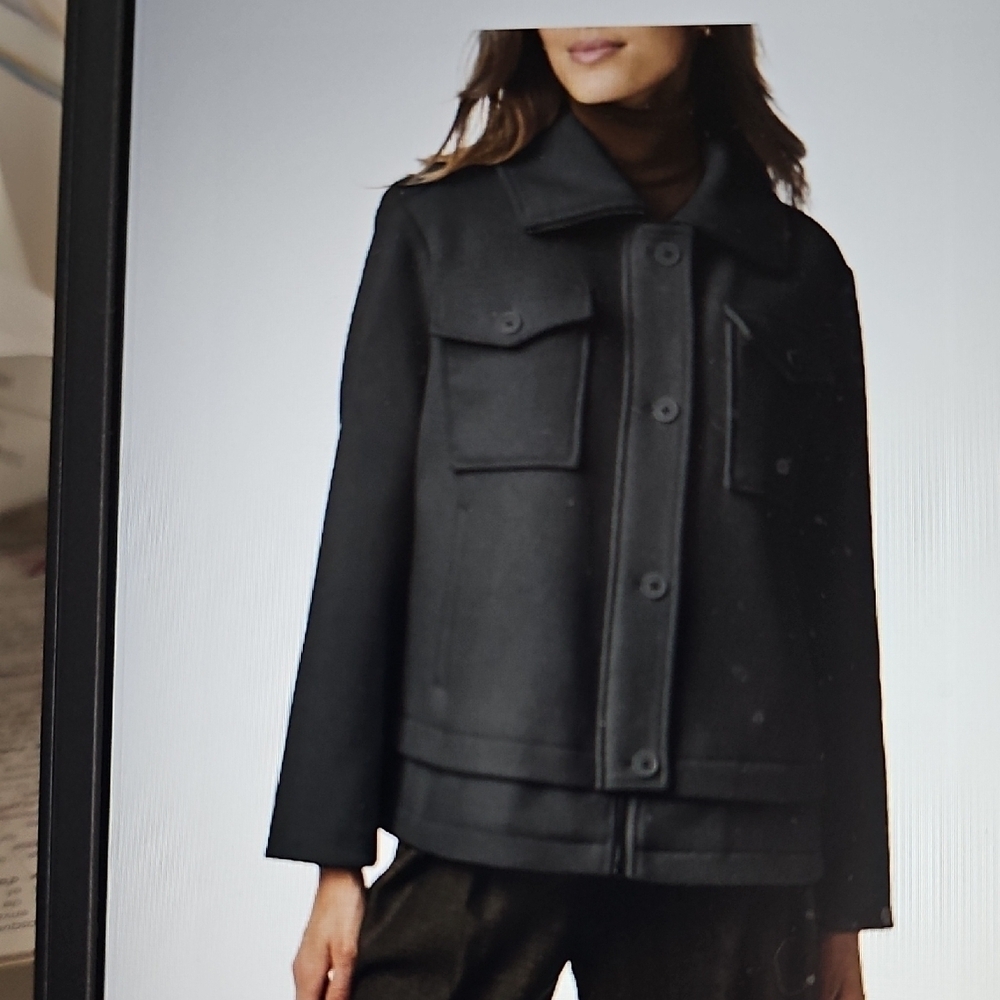 Ntw Bernardo Wool -Blend Zip Front Utility Jacket Xl Unique Shacket Edgy